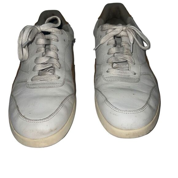 Everlane Tread ReLeather Court Sneaker White Mustard Lace Up Low Leather Sz 8.5 - Picture 4 of 9